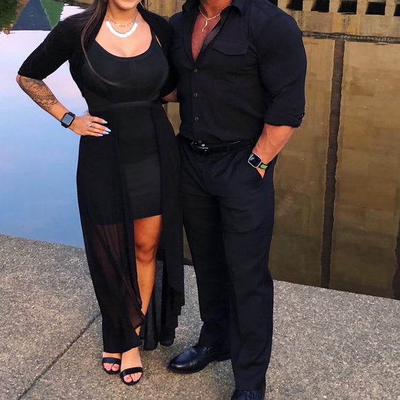 BLACK BANDAGE DRESS GOWN - Picture 2 of 8